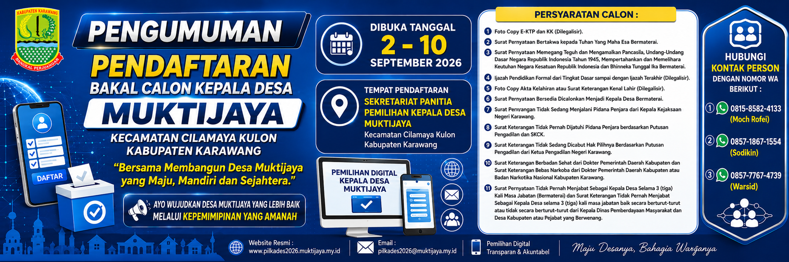 Pengumuman Pendaftaran Bakal Calon Kepala Desa Muktijaya